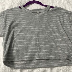 Gray and white striped crop top